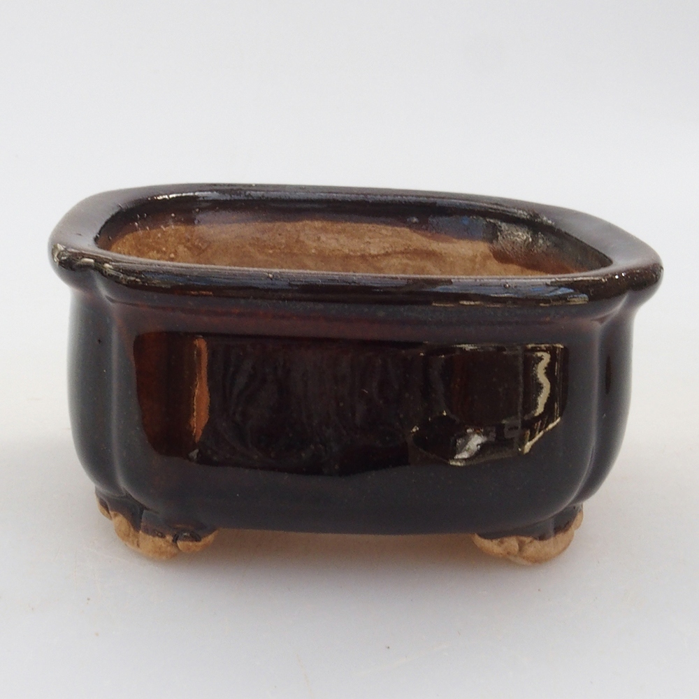 Bonsaischale aus Keramik 7,5 x 7,5 x 3,5 cm, Farbe schwarz