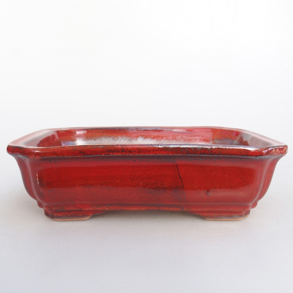 Bonsaischale aus Keramik 18 x 13,5 x 5 cm, Farbe rot