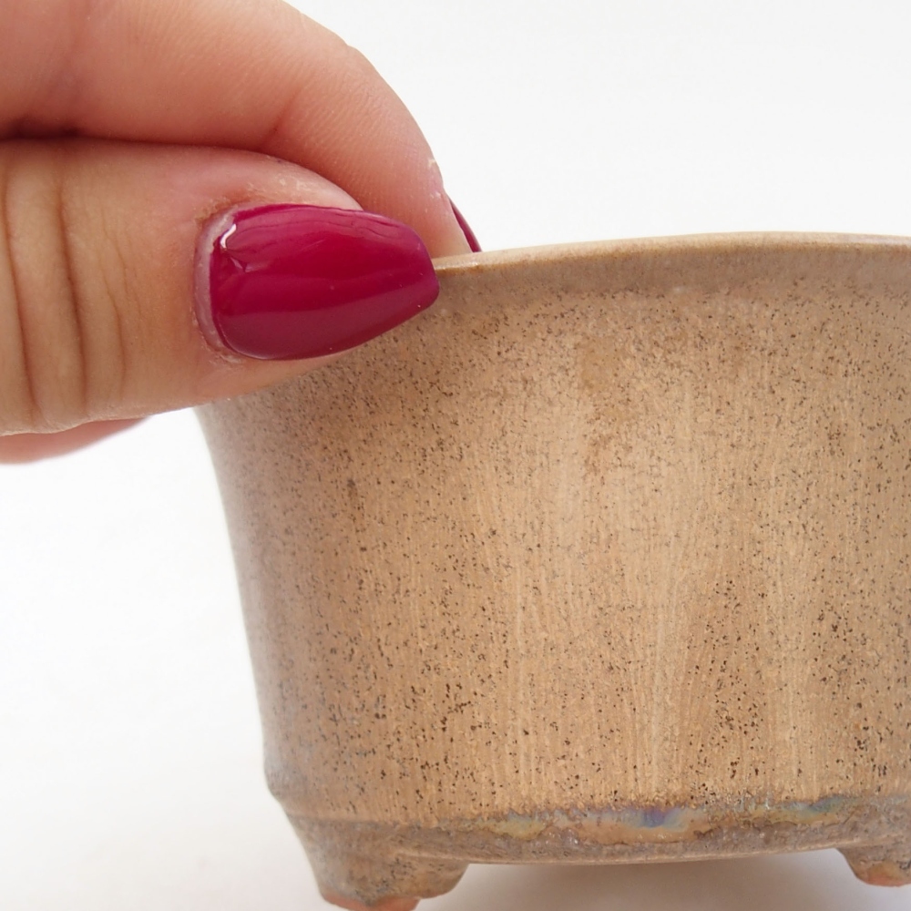 Keramik-Bonsaischale 9 x 9 x 5 cm, Farbe beige