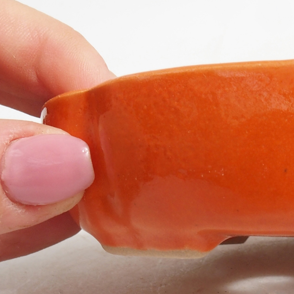 Keramik-Bonsaischale 11 x 11 x 3 cm, Farbe Orange