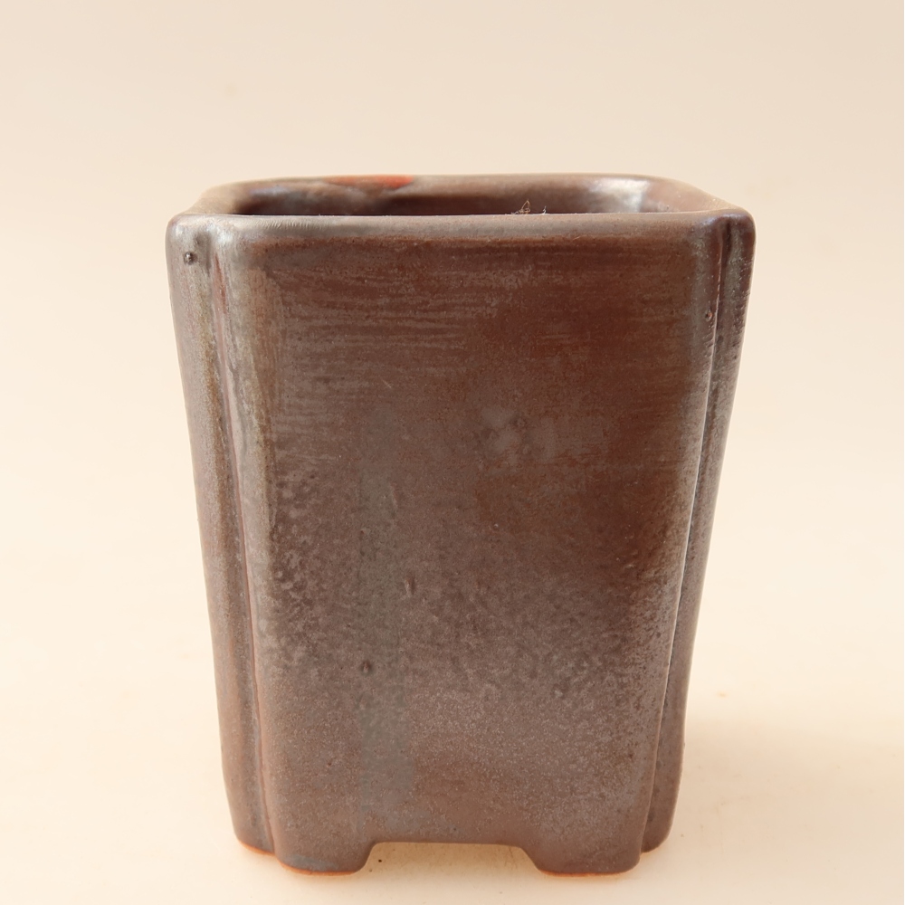 Keramik-Bonsai-Schale 7 x 7 x 8,5 cm, metallfarben