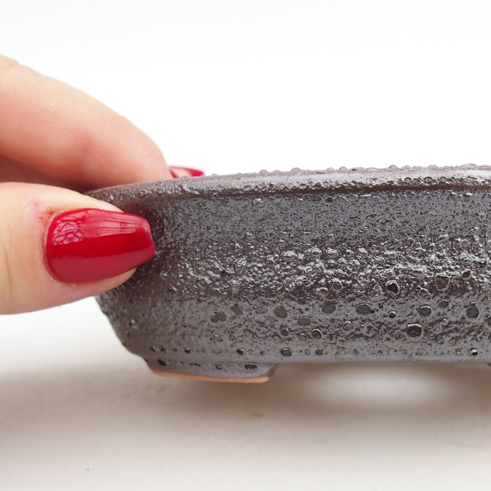 Bonsaischale aus Keramik 12 x 9,5 x 3,5 cm, metallfarben