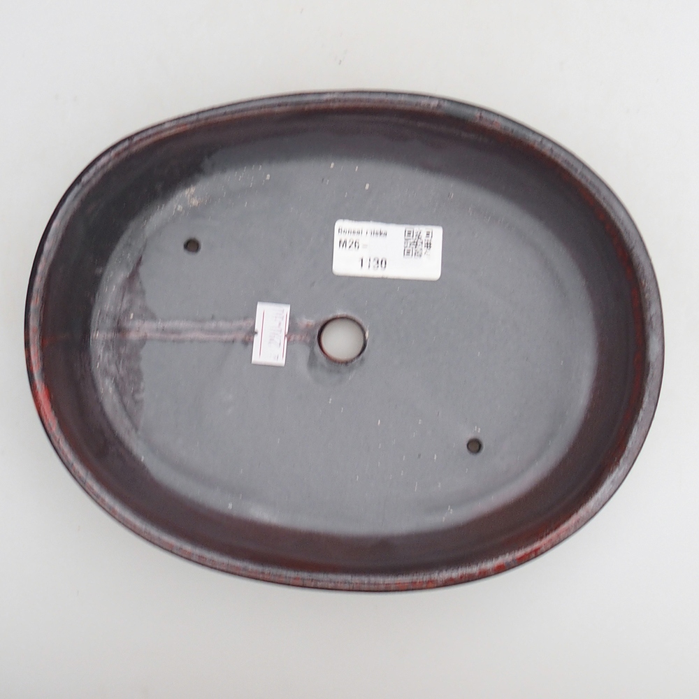 Bonsaischale aus Keramik 21,5 x 17 x 5 cm, Farbe rot-schwarz