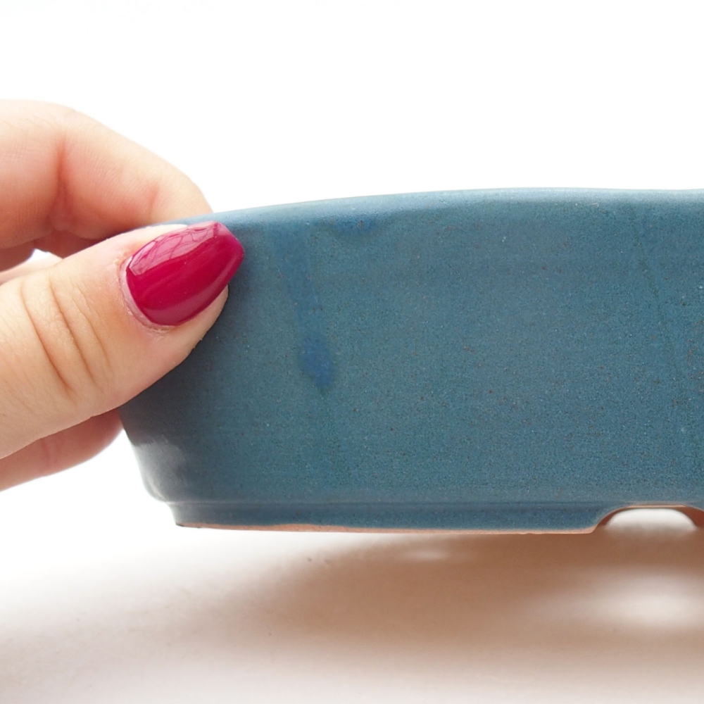 Keramik-Bonsaischale  18,5 x 13,5 x 4,5 cm, Farbe blau
