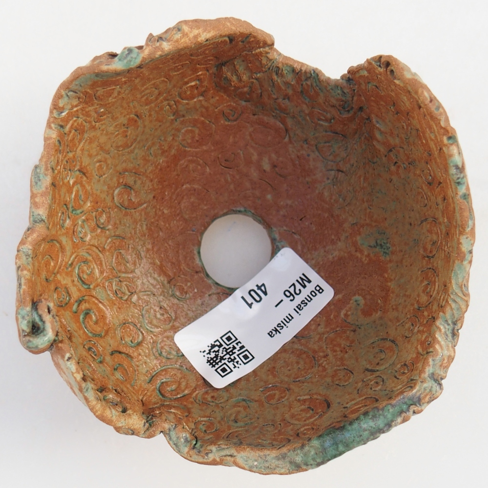 Keramikschale 10 x 9,5 x 8,5 cm , Farbe braun-grün