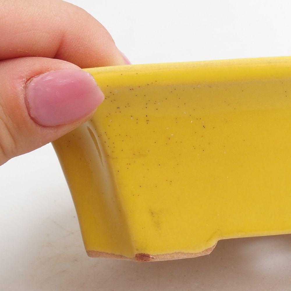 Keramik-Bonsaischale 13 x 10,5 x 4 cm, Farbe  Gelb