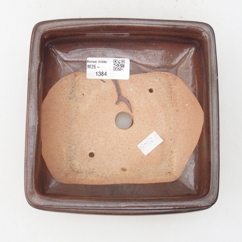 Bonsaischale aus Keramik 15,5 x 15,5 x 6 cm, braun