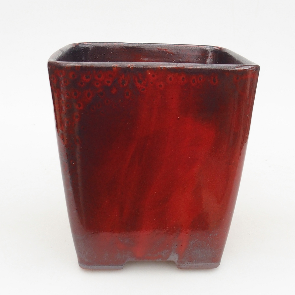 Bonsaischale aus Keramik 14 x 14 x 15 cm, Farbe rot