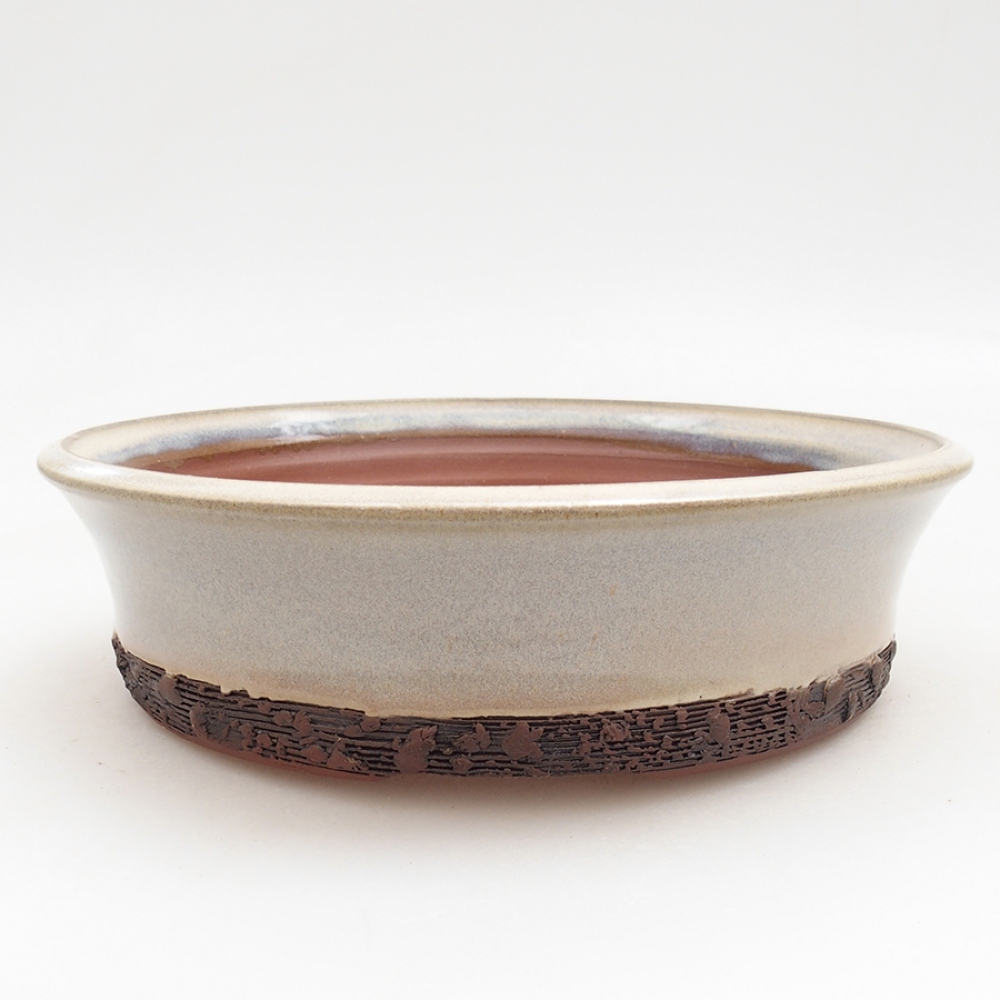 Keramik-Bonsai-Schale 20,5 x 20,5 x 6 cm, Farbe beige