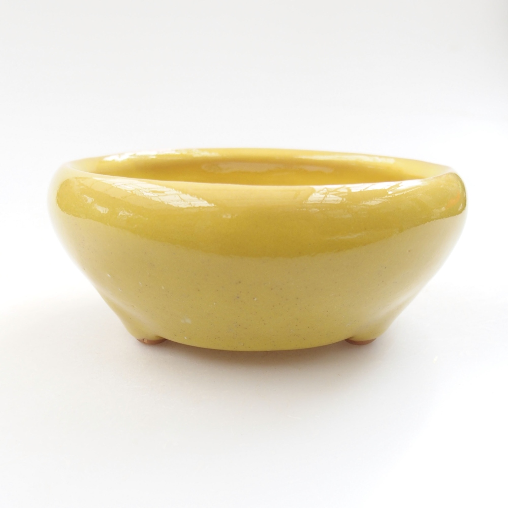 Keramik-Bonsaischale 11 x 11 x 5 cm, Farbe gelb