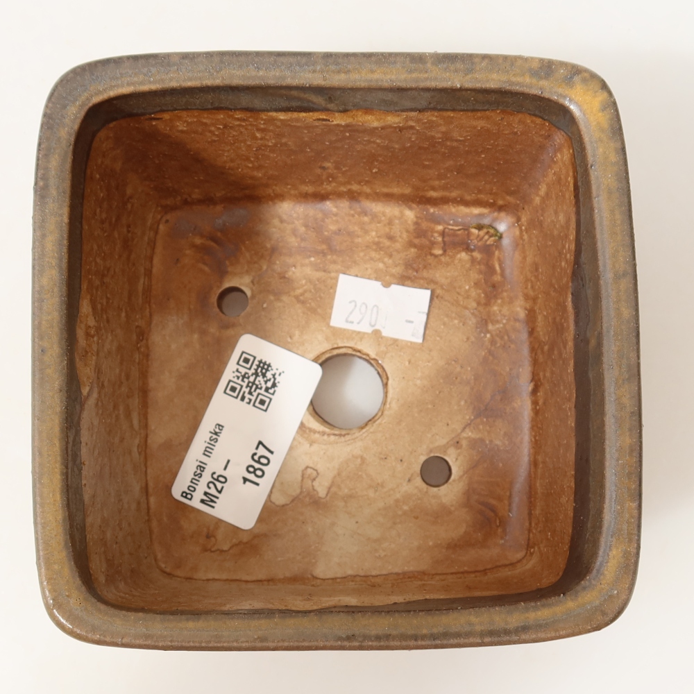 Keramik-Bonsai-Schale, 10,5 × 10,5 × 7 cm, Farbe: braun