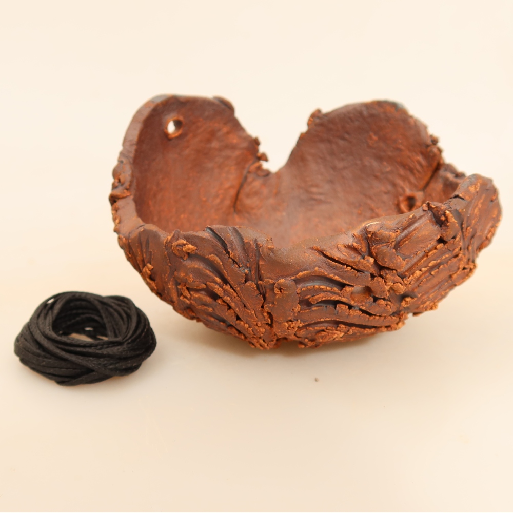 Keramikschale für Kokedama, 10,5 × 9 × 6,5 cm, Farbe: braun