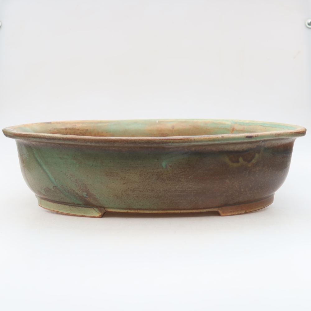 Keramik-Bonsai-Schale 36 x 28 x 8,5 cm, Farbe: braun-grün