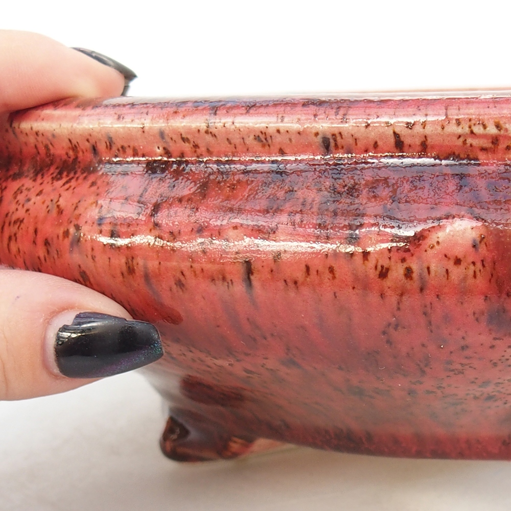 Bonsaischale aus Keramik 25 x 25 x 7,5 cm, Farbe rot