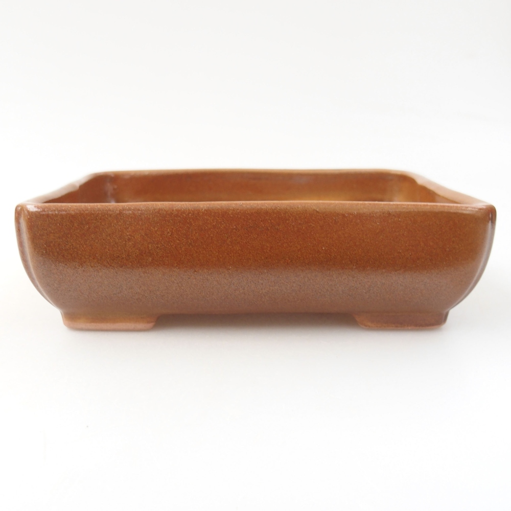 Keramik-Bonsaischale 14 x 11 x 4 cm, Farbe braun