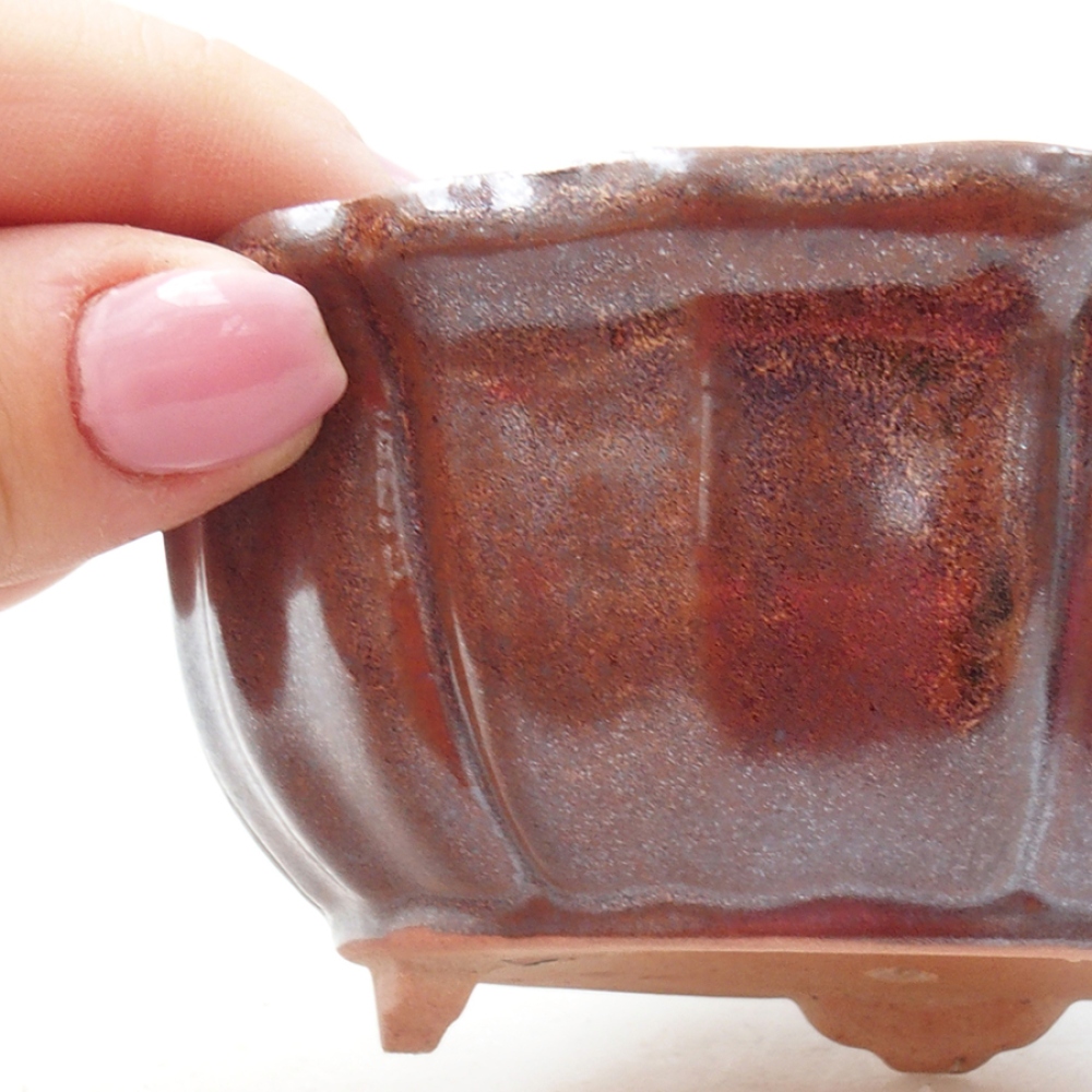 Keramik-Bonsaischale 11 x 11 x 5 cm, Farbe braun