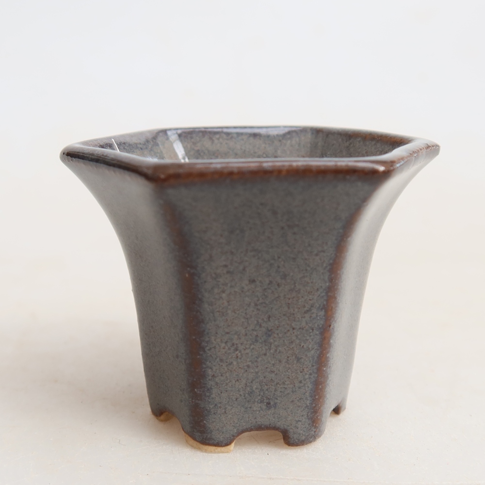 Keramik-Bonsai-Schale, 4,5 × 4 × 3,5 cm, Farbe: Grau