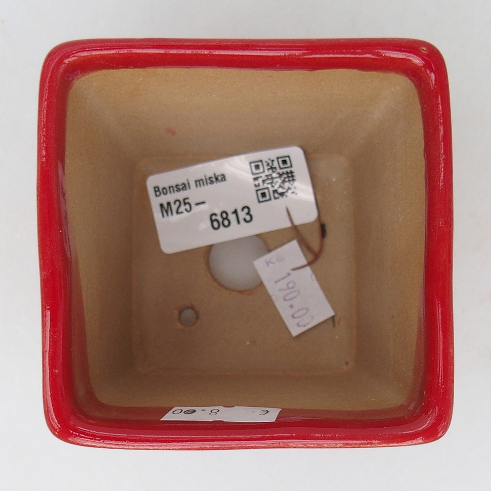 Bonsaischale aus Keramik 7,5 x 7,5 x 7 cm, Farbe rot