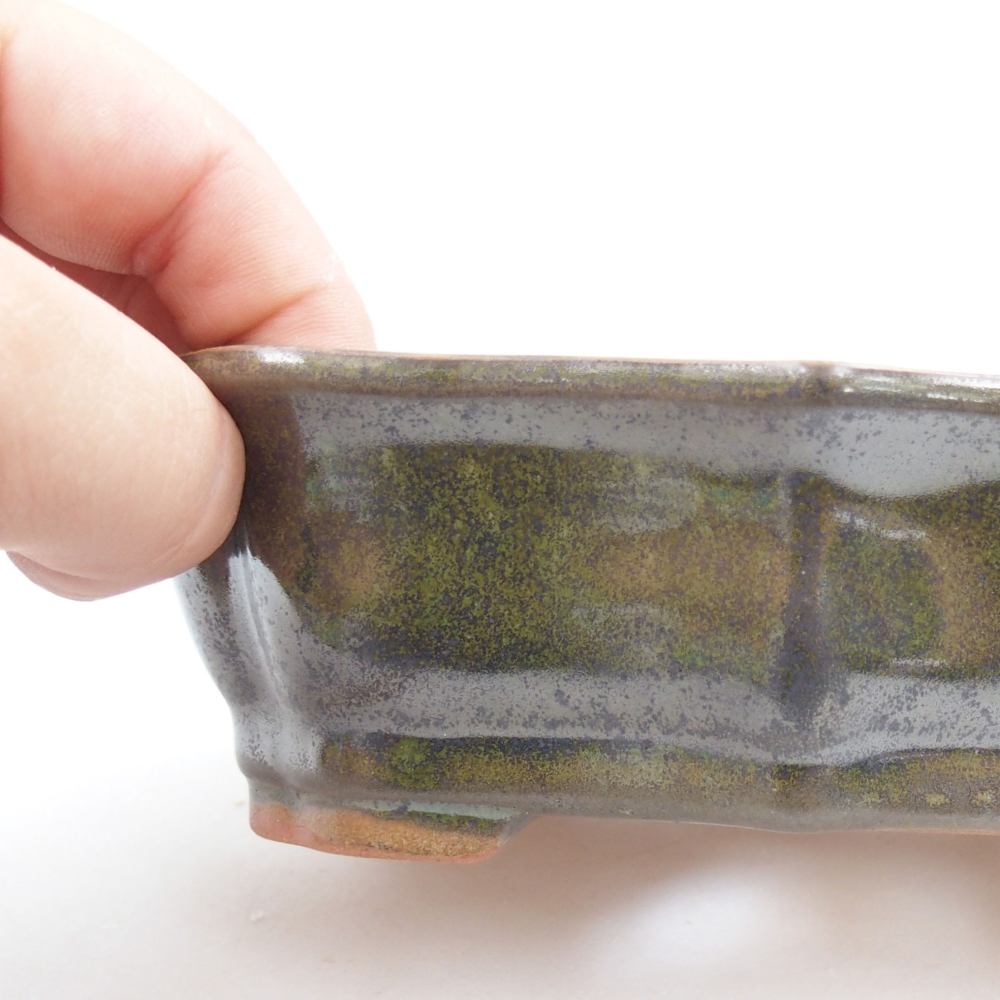 Keramik-Bonsaischale 15,5 x 11 x 4,5 cm, Farbe Grün