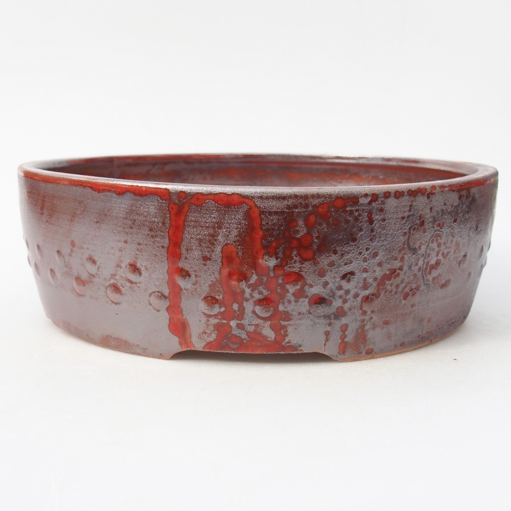 Bonsaischale aus Keramik 24,5 x 24,5 x 7 cm, Farbe rot