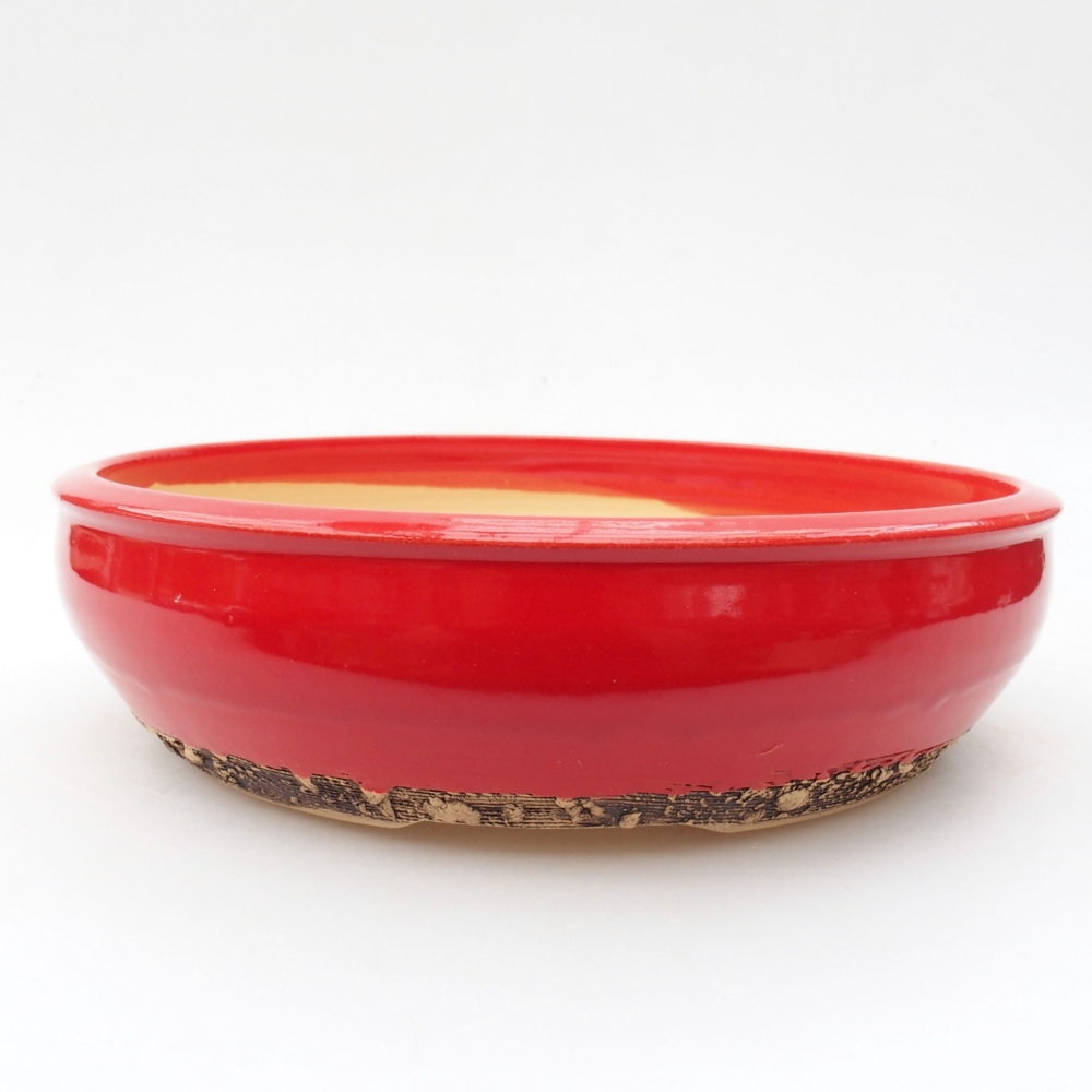 Keramik-Bonsaischale 20 x 20 x 6 cm, Farbe Rot