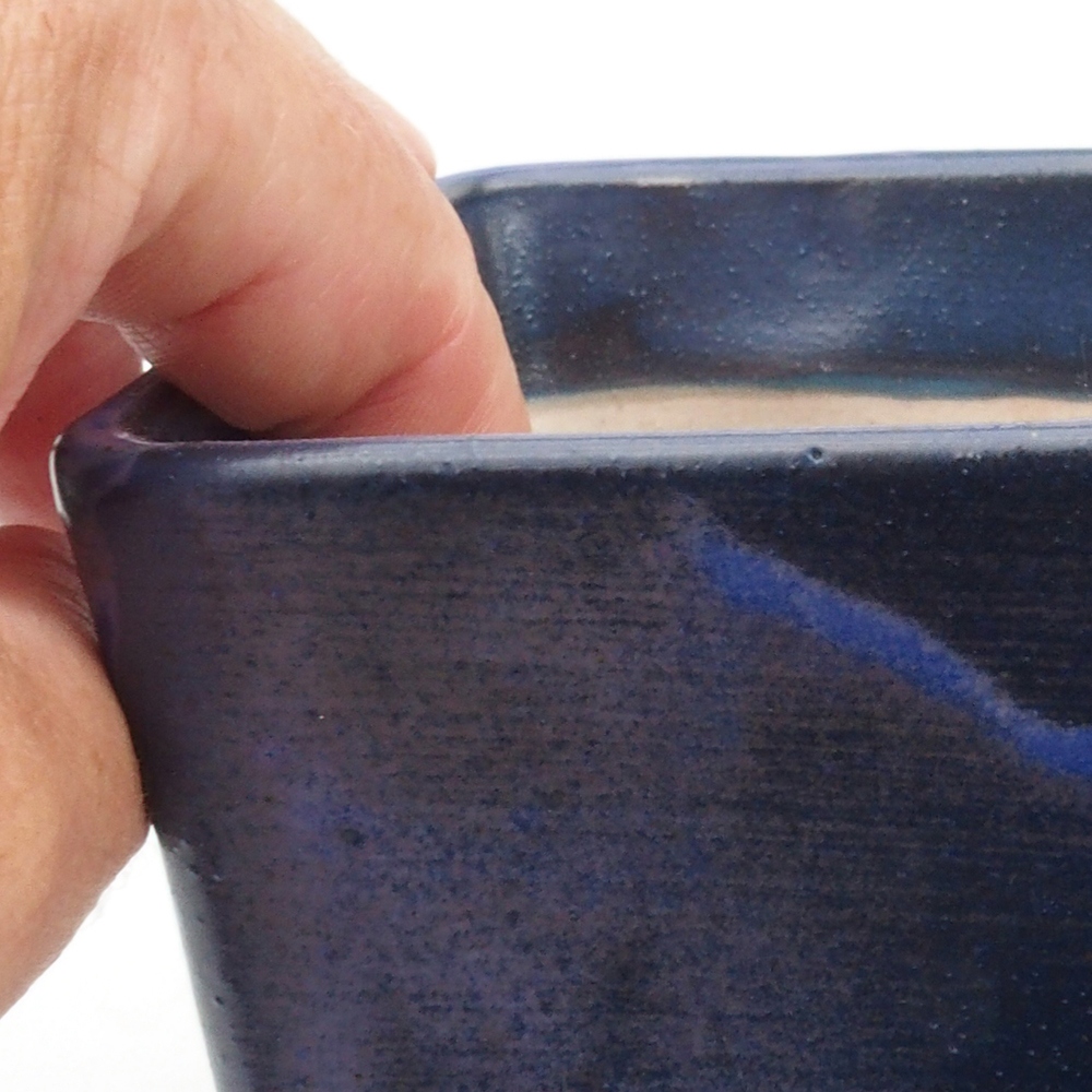 Keramik-Bonsaischale 10,5 x 10,5 x 10,5 cm, Farbe blau