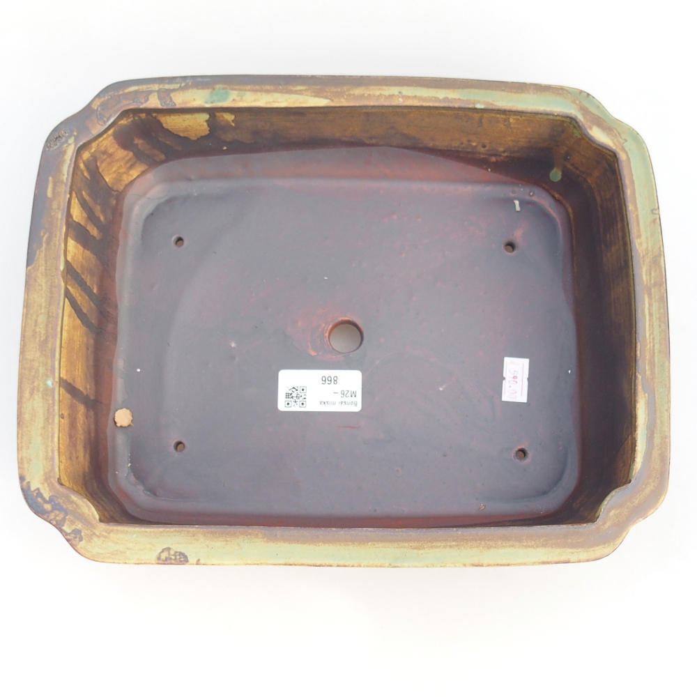 Bonsaischale aus Keramik 28 x 22,5 x 7 cm, grün-braun