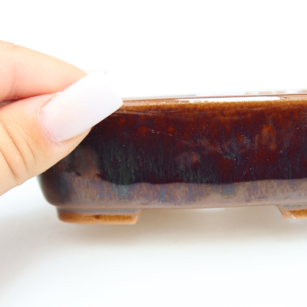 Keramik-Bonsai-Schale, 12,5 x 9,5 x 4 cm, Farbe: braun
