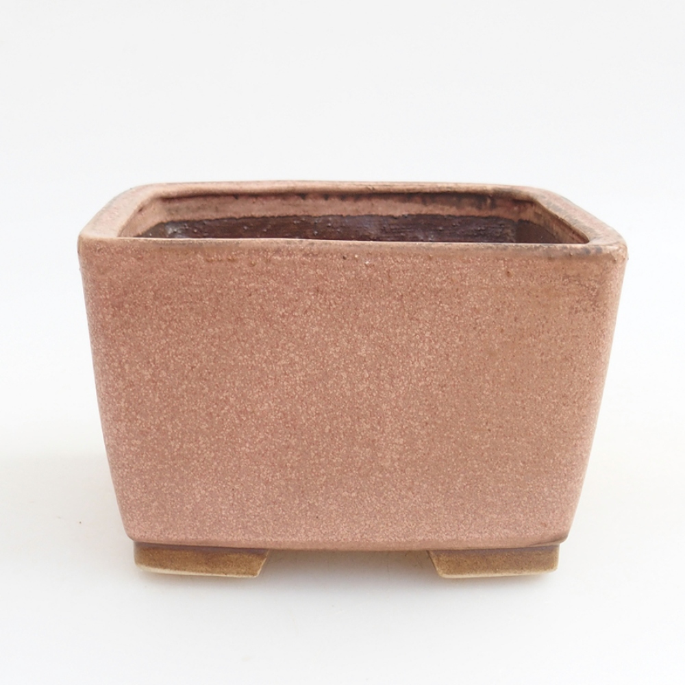 Bonsaischale aus Keramik 12 x 12 x 8 cm,  Farbe rosa
