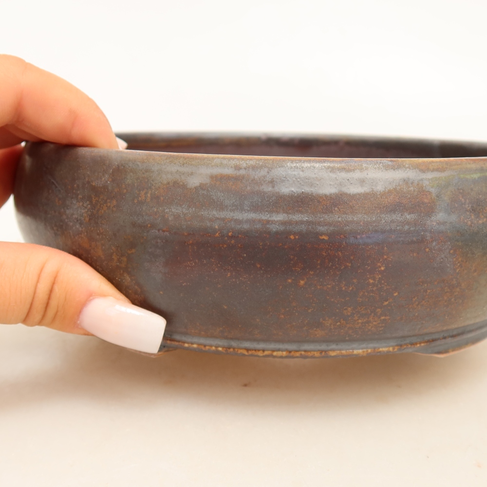 Keramik-Bonsai-Schale, 17 x 17 x 5,5 cm, Farbe: braun