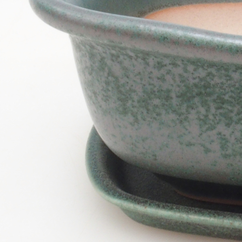 Bonsai-Schale + Unterschale H08 – 25 x 19,5 x 6 cm. – grün