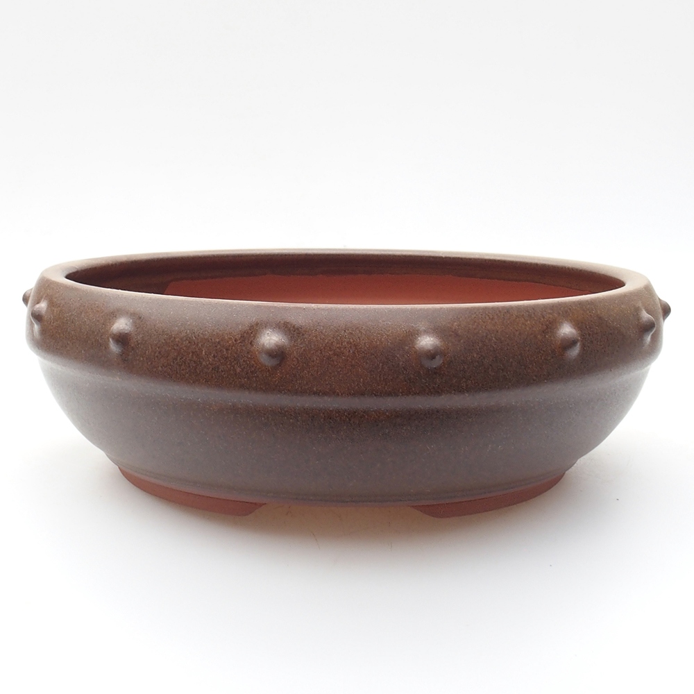 Bonsaischale aus Keramik 19,5 x 19,5 x 6 cm, braune Farbe