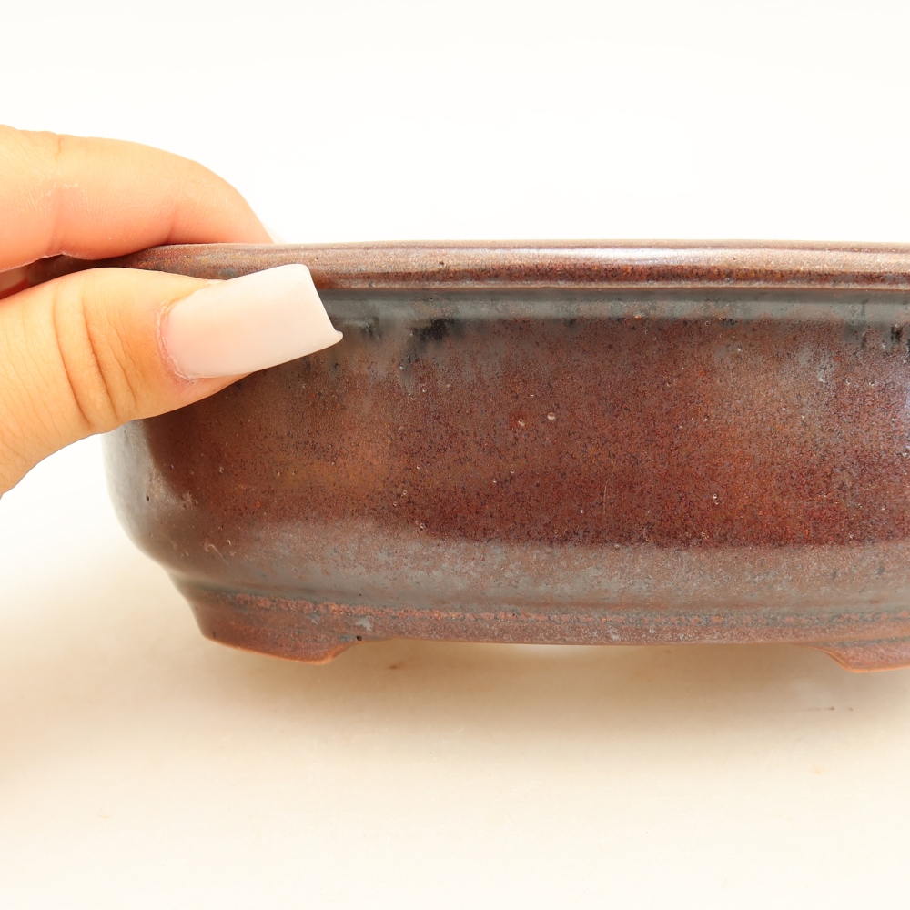 Keramik-Bonsai-Schale, 18 x 14,5 x 5,5 cm, Farbe: weinrot