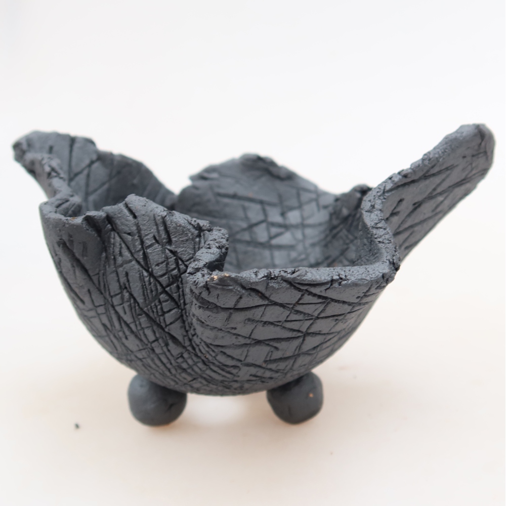 Keramikschale  10 x 10 x 7,5 cm, metallfarben