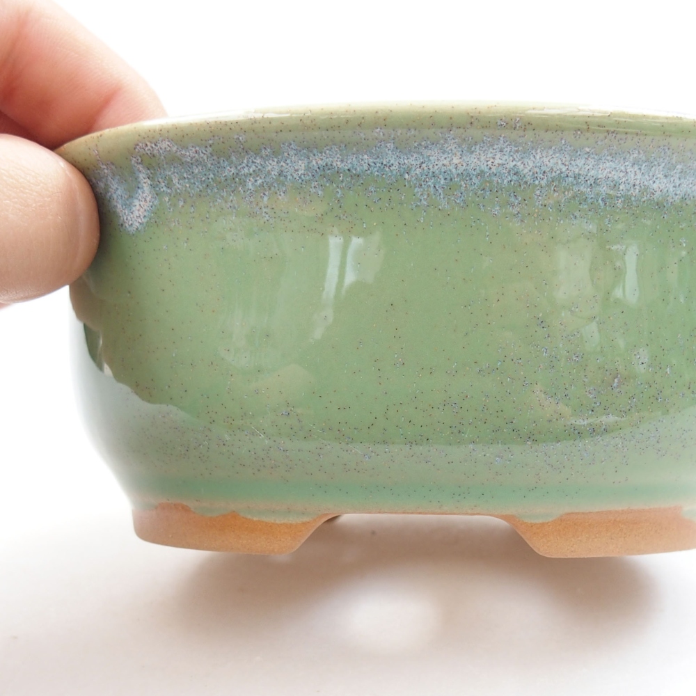 Keramik-Bonsaischale 12,5 x 10,5 x 5,5 cm, Farbe Grün