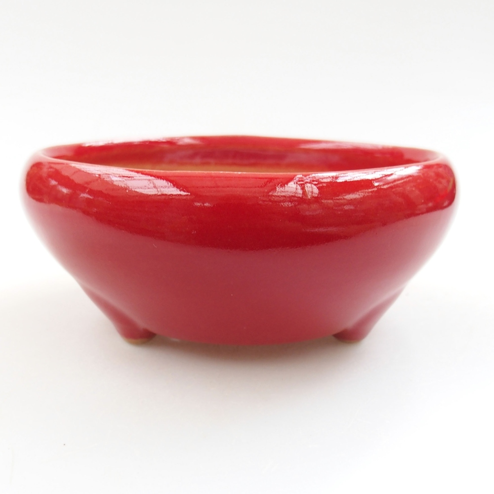 Keramik-Bonsaischale 11 x 11 x 5 cm, Farbe rot