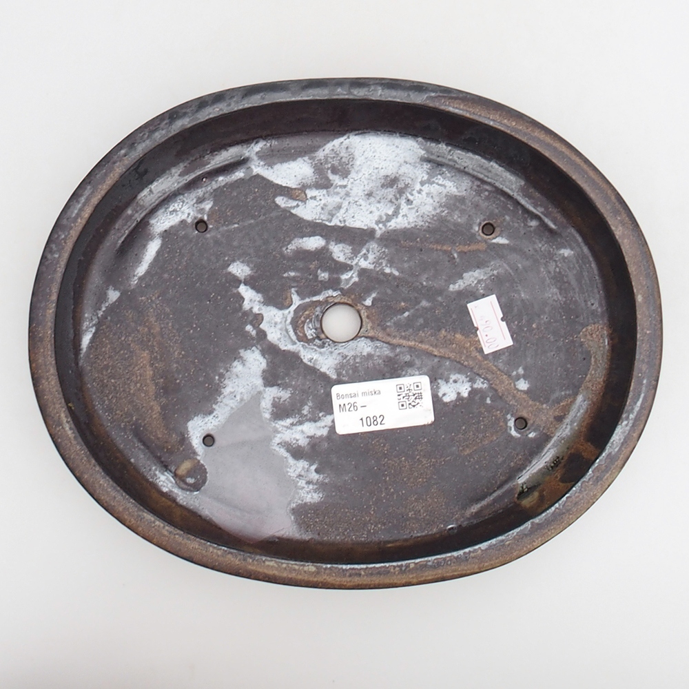 Bonsaischale aus Keramik 24 x 19,5 x 4 cm, schwarz-braun