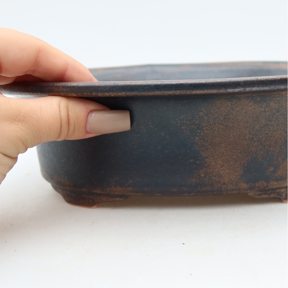 Bonsai-Schale aus Keramik, 22,5 x 17,5 x 6,5 cm, Farbe: braun