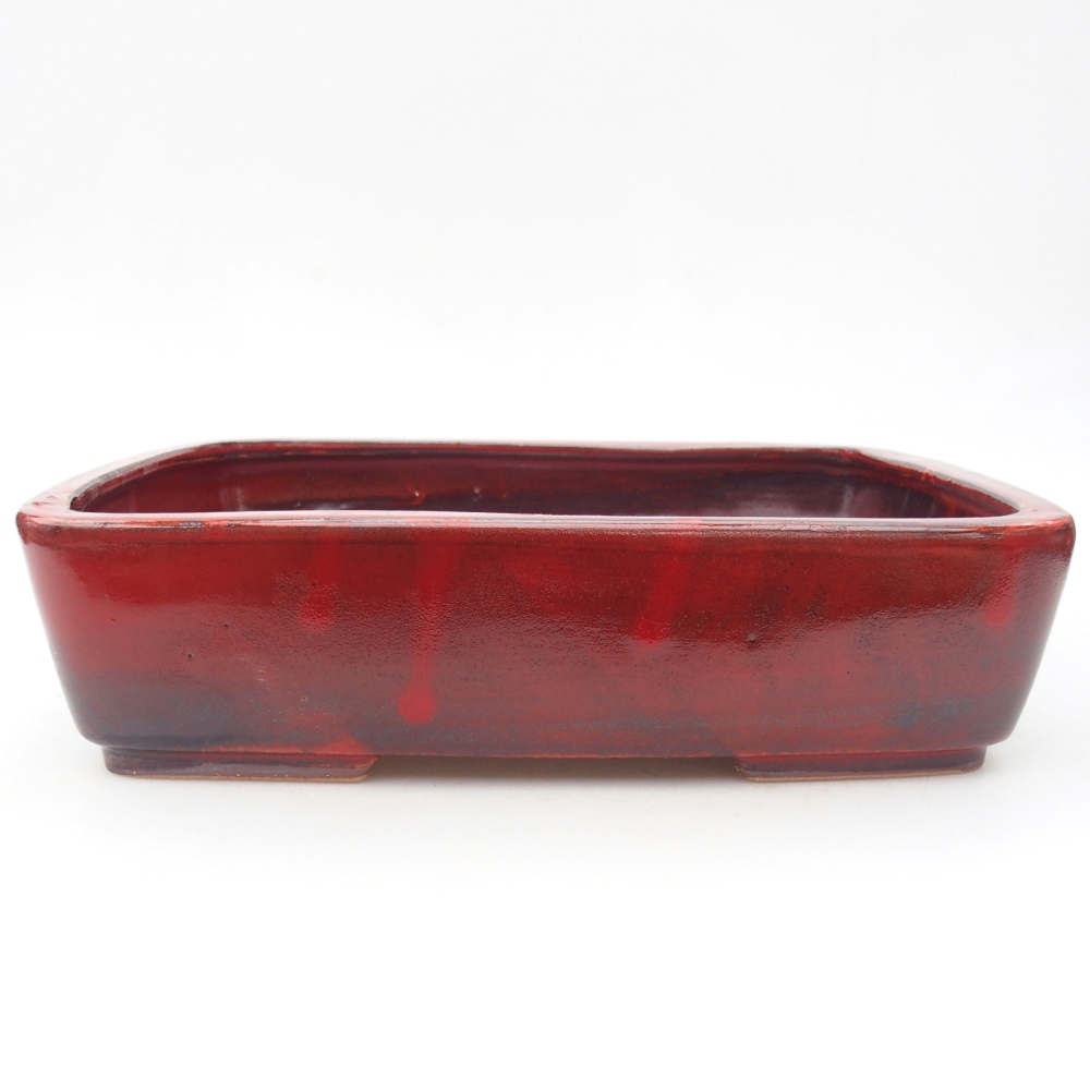 Bonsaischale aus Keramik 26,5 x 20 x 6,5 cm, Farbe rot