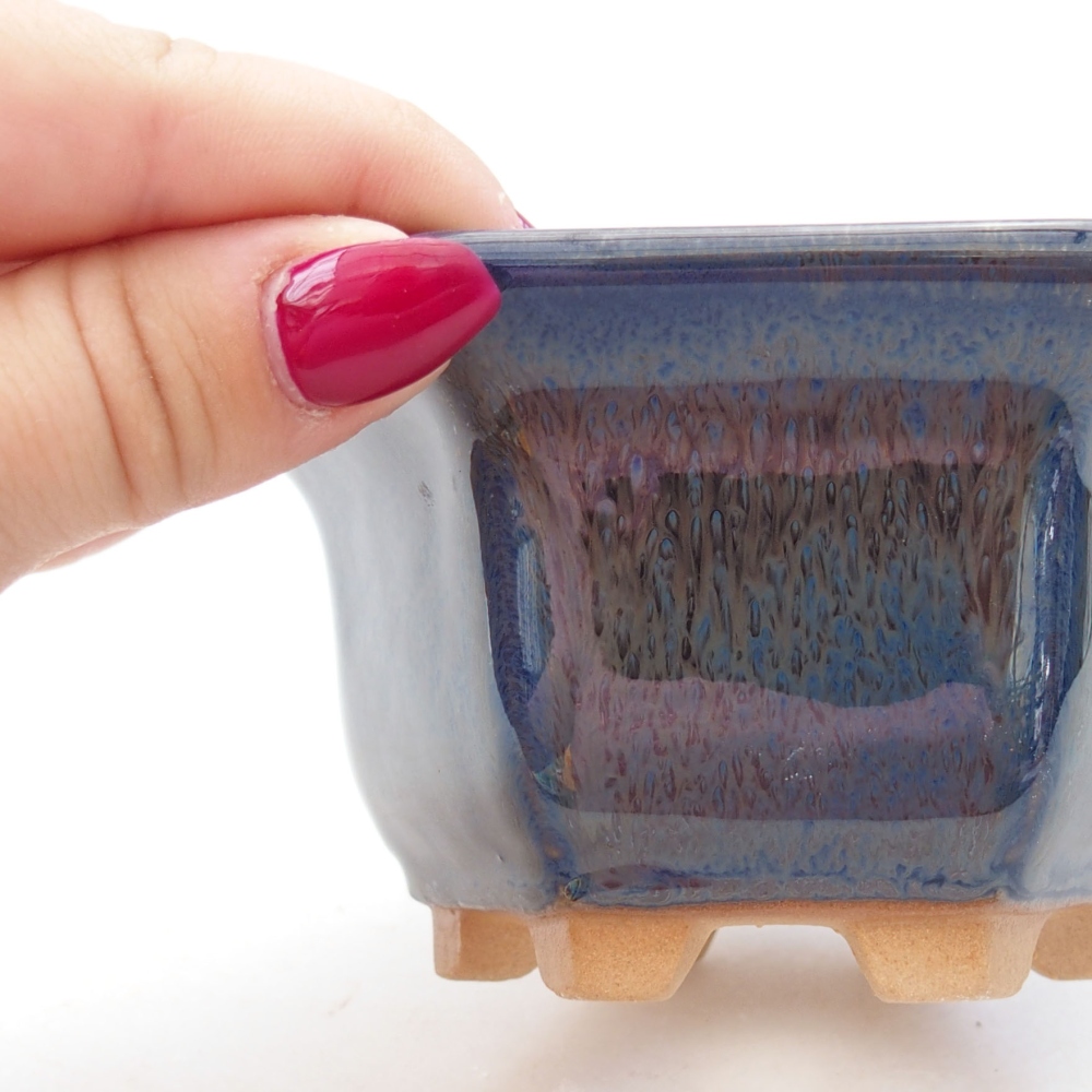 Keramik-Bonsaischale 10,5 x 9,5 x 5,5 cm, Farbe blau