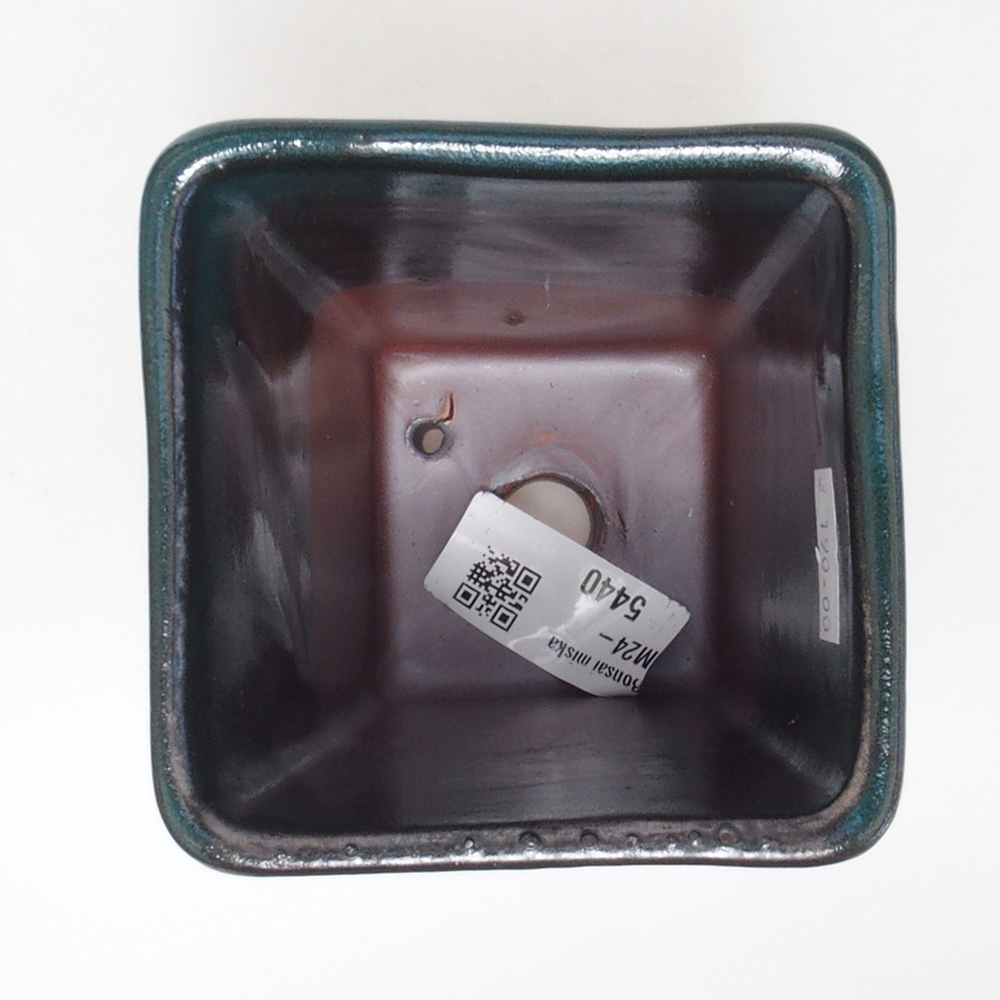 Keramik-Bonsaischale 8,5 x 8,5 x 11 cm, Farbe Grün