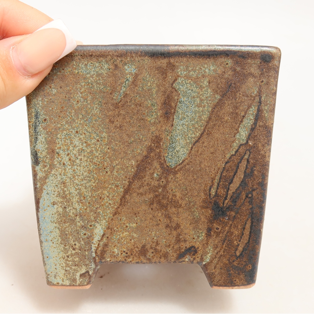 Keramik-Bonsai-Schale 9 x 9 x 8,5 cm, Farbe: braun-grün
