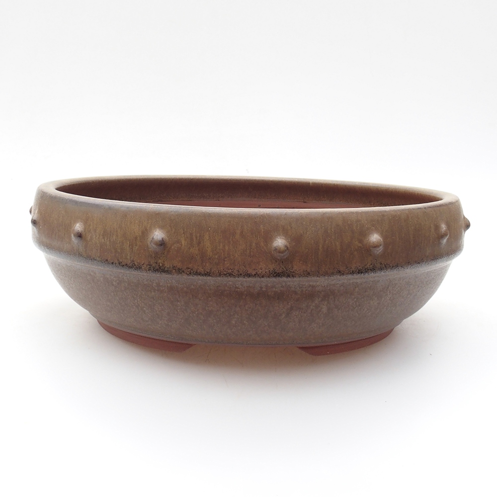 Bonsaischale aus Keramik 19,5 x 19,5 x 6,5 cm, braune Farbe