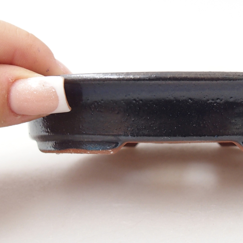 Bonsaischale aus Keramik 12,5 x 10,5 x 2 cm, Farbe schwarz