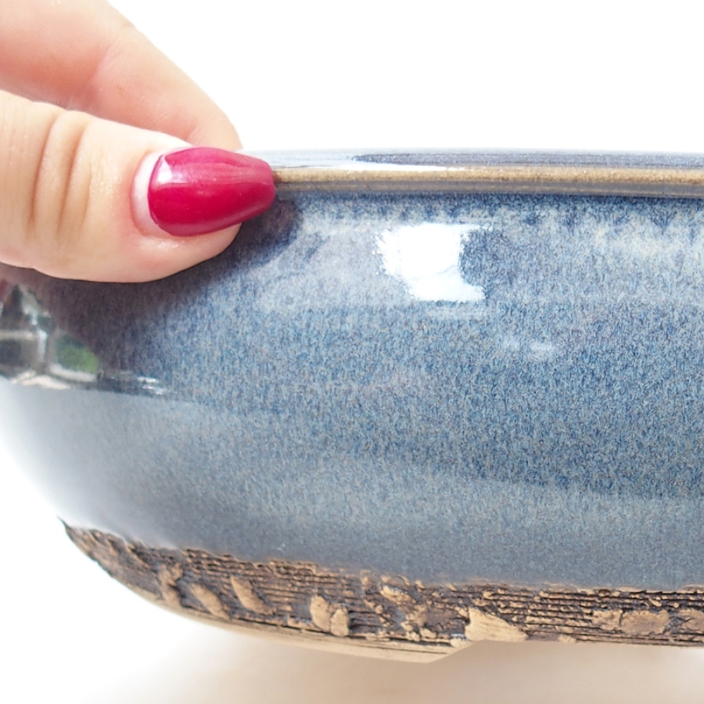 Keramik-Bonsaischale 24 x 24 x 6 cm, Farbe blau