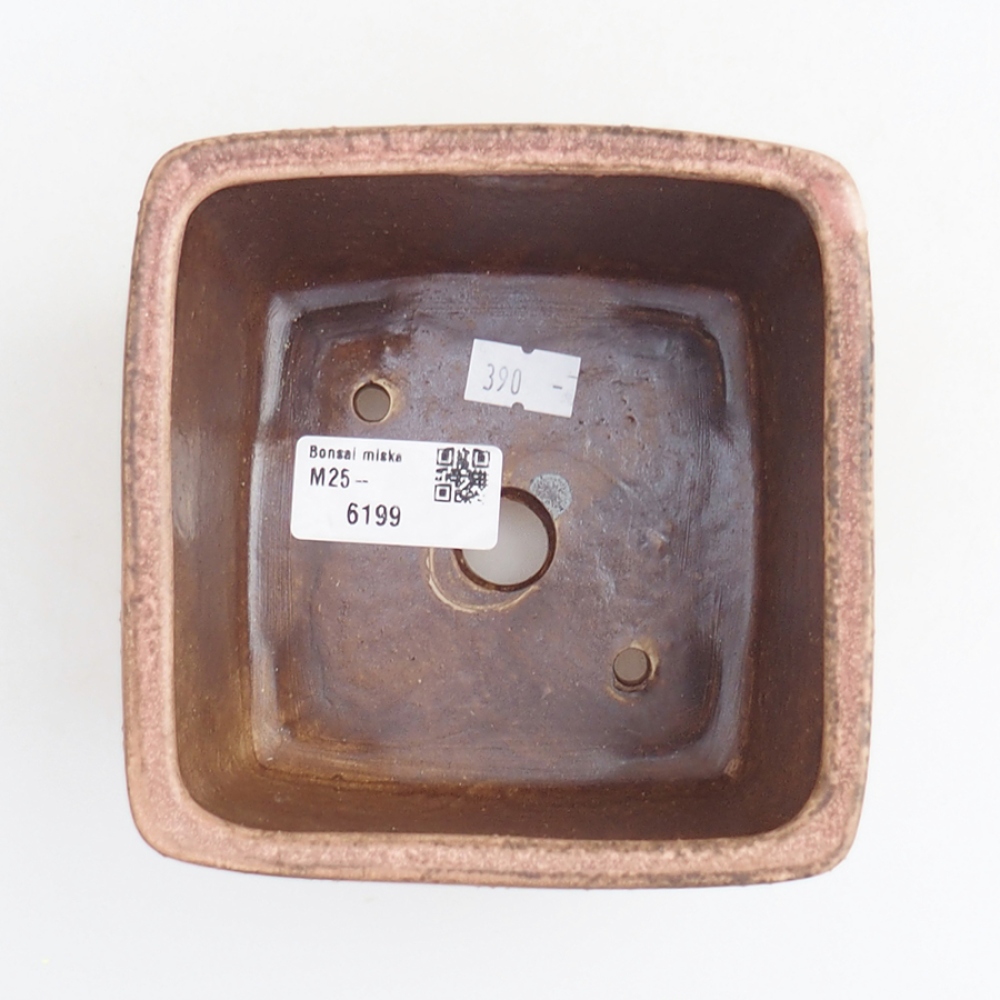 Bonsaischale aus Keramik 12 x 12 x 8 cm,  Farbe rosa