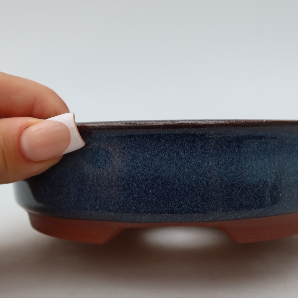 Keramik-Bonsai-Schale, 14 x 14 x 4 cm, Farbe: Blau
