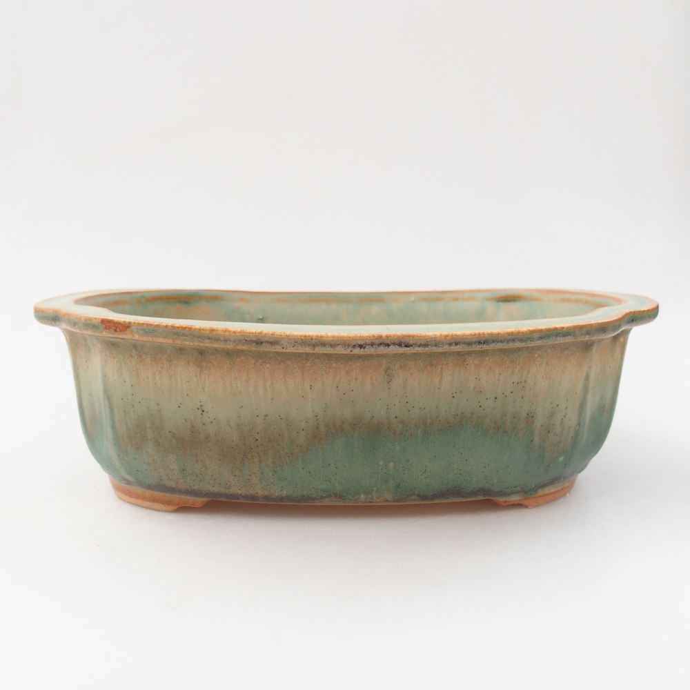 Keramik-Bonsaischale 24,5 x 21 x 7 cm, Farbe Grün