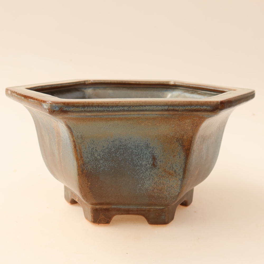 Bonsaischale aus Keramik 18,5 x 16,5 x 9 cm, braun