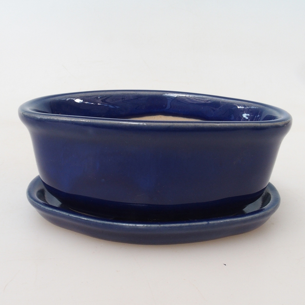 Bonsai-Schale + Unterschale H05 – 11 x 8 x 4 cm. – blau